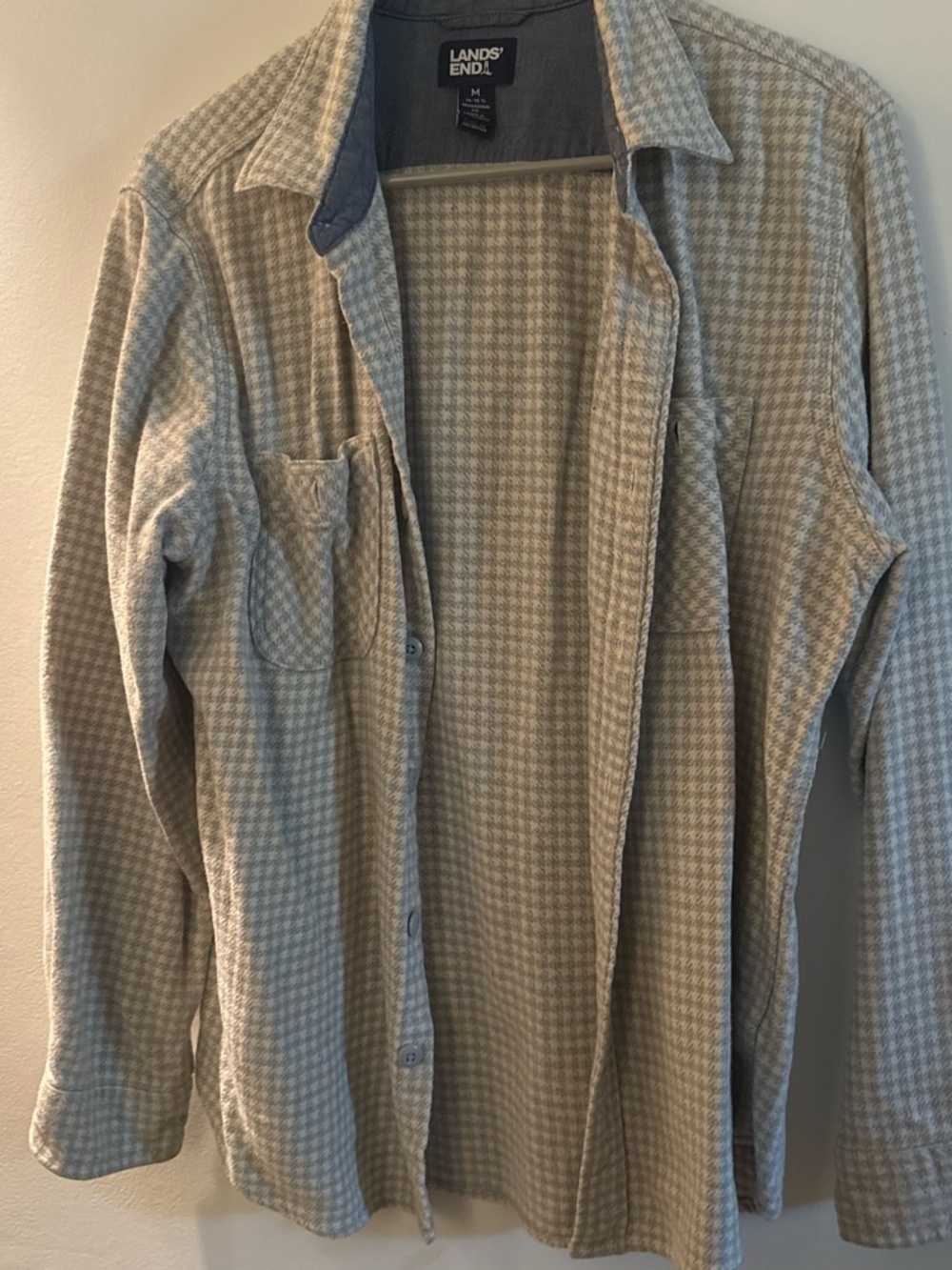 Lands' End Men's Button-Up Shirt in Heathered Gray